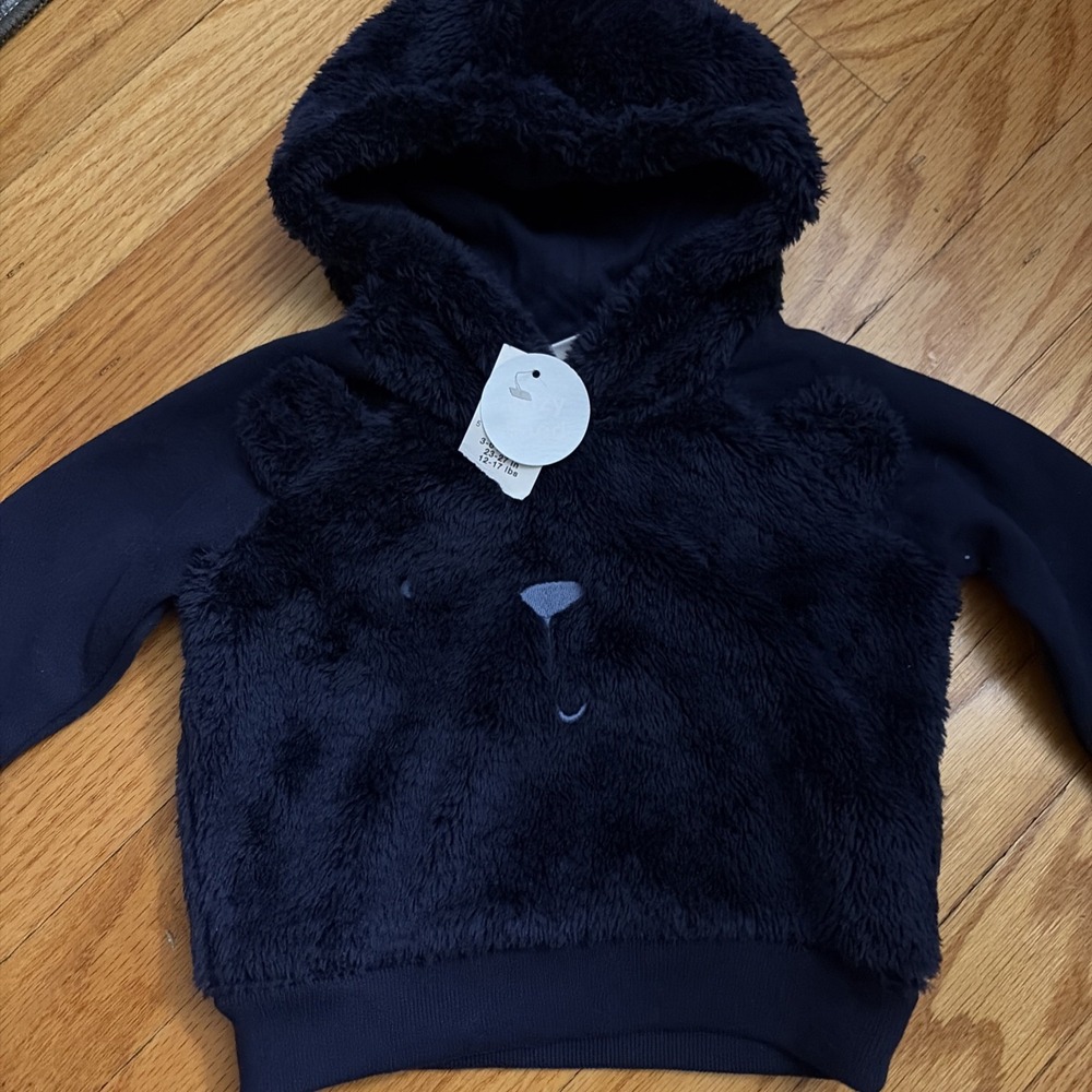 Baby Gap Boys Size 3-6 Months Bear Fuzzy Sweatshirt Hoodie Navy